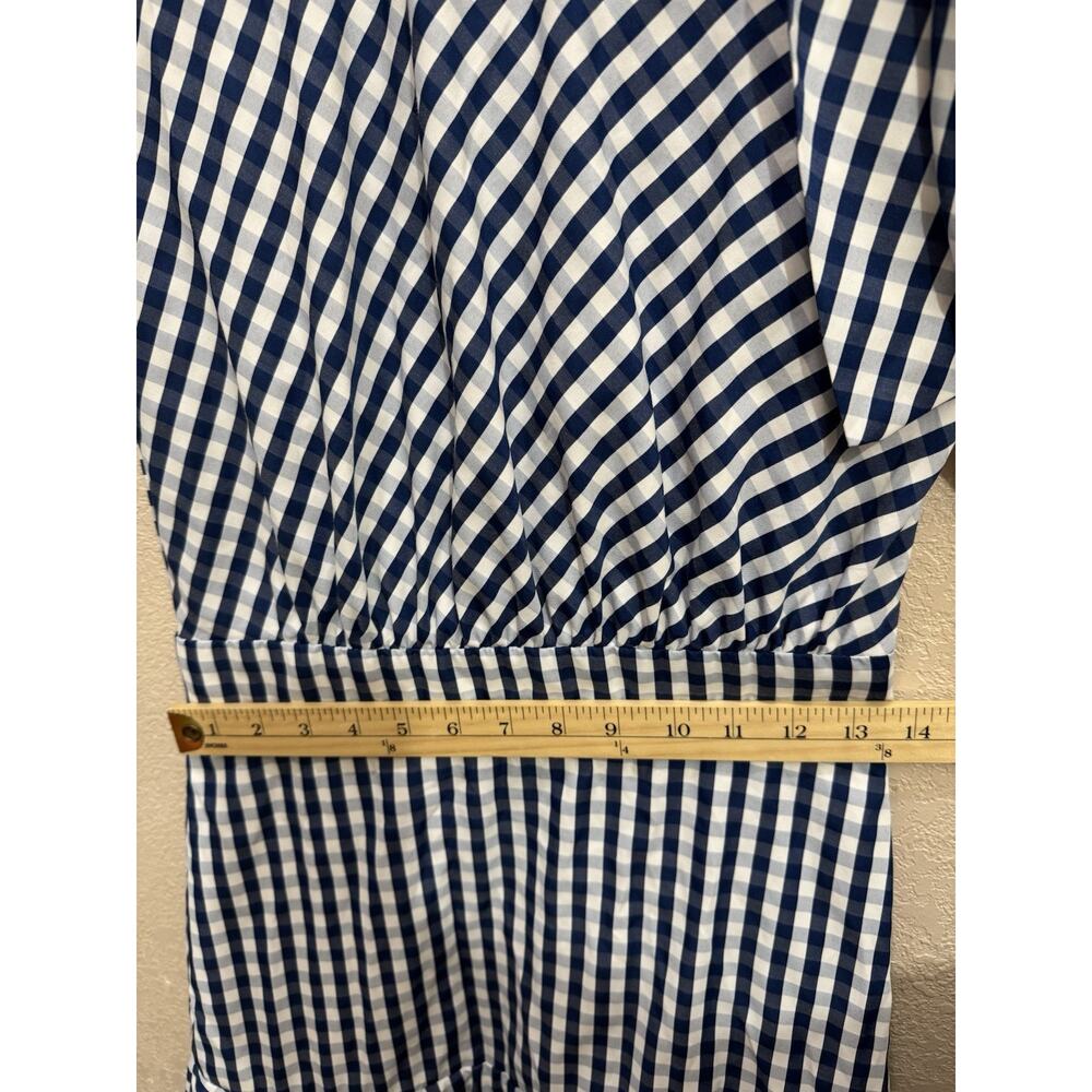 Tish Cox Blue & White Gingham Mini Dress with Neck Tie - Picture 5 of 7